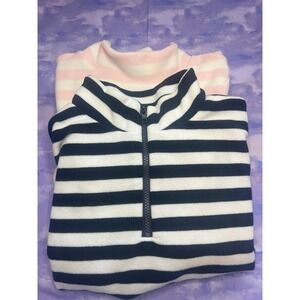 (2) Dudley Stephens Women's Tops Pullover and Half Zip Pink White Blue Stripe L